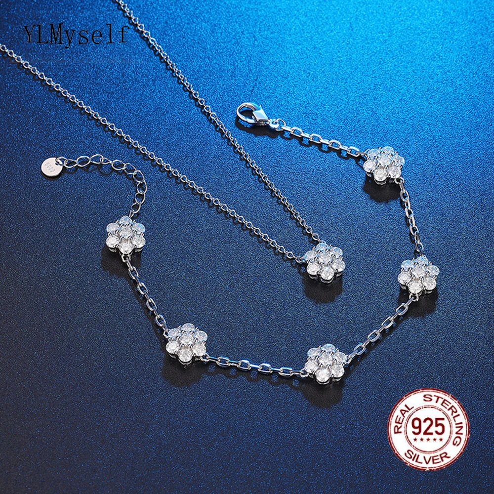 925 Sterling Silver Plum Blossom Jewelry Set – Moissanite Tennis Bracelet & Necklace, 2.5mm/3mm Flower Design, Sweet Temperament
925 Sterling Silver Plum Blossom Jewelry Set – Moissanite Tennis Bracelet & Necklace, 2.5mm/3mm Flower Design, Sweet Temperament