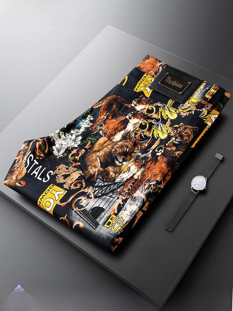 Printed Men's Jeans Slim Fit Elastic Straight Leg Casual Pants Spring Autumn Comfortable Cotton Blend
Printed Men's Jeans Slim Fit Elastic Straight Leg Casual Pants Spring Autumn Comfortable Cotton Blend