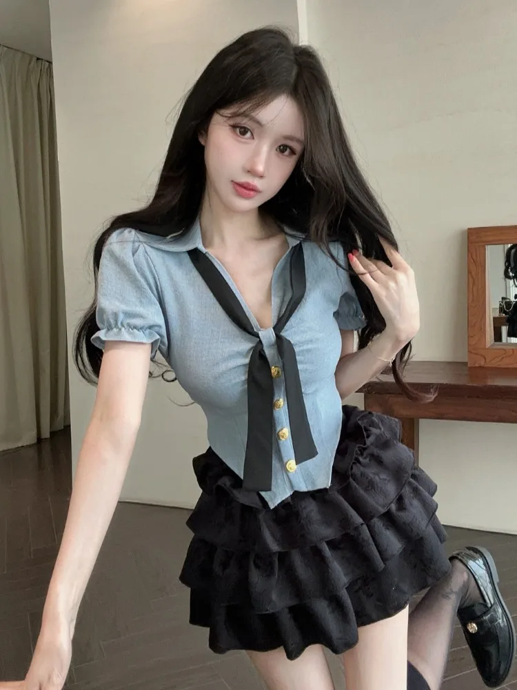 Summer New High Waist Cake Skirt Set Women's Fashion College Style Uneven Design Bubble Sleeve Slimming Top Versatile Women's...
Summer New High Waist Cake Skirt Set Women's Fashion College Style Uneven Design Bubble Sleeve Slimming Top Versatile Women's...