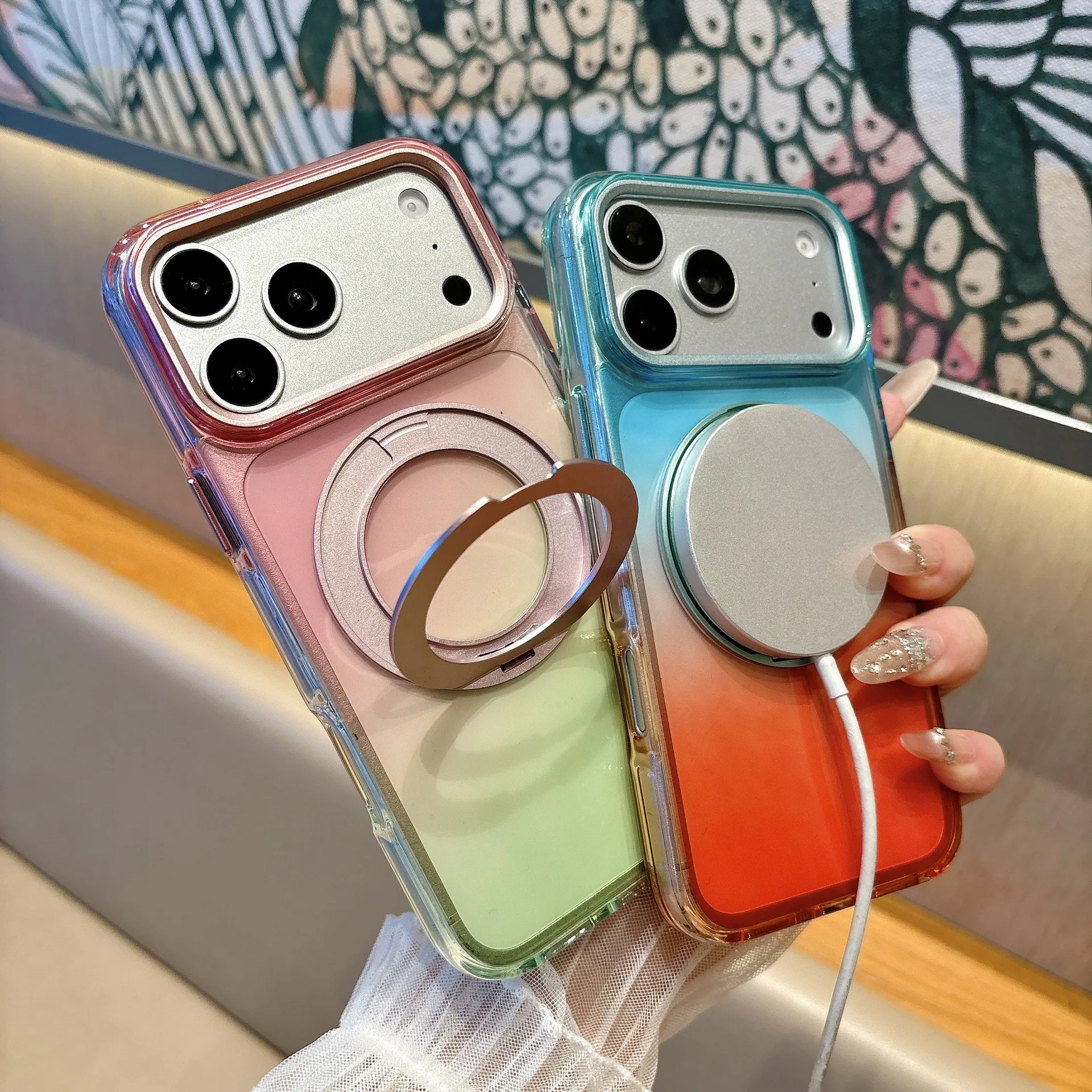 Gradient Clear Hidden Ring Kickstand Phone Case for iPhone 16 15 17 Pro Max Electroplated Large Camera Window Shockproof Cover
Gradient Clear Hidden Ring Kickstand Phone Case for iPhone 16 15 17 Pro Max Electroplated Large Camera Window Shockproof Cover