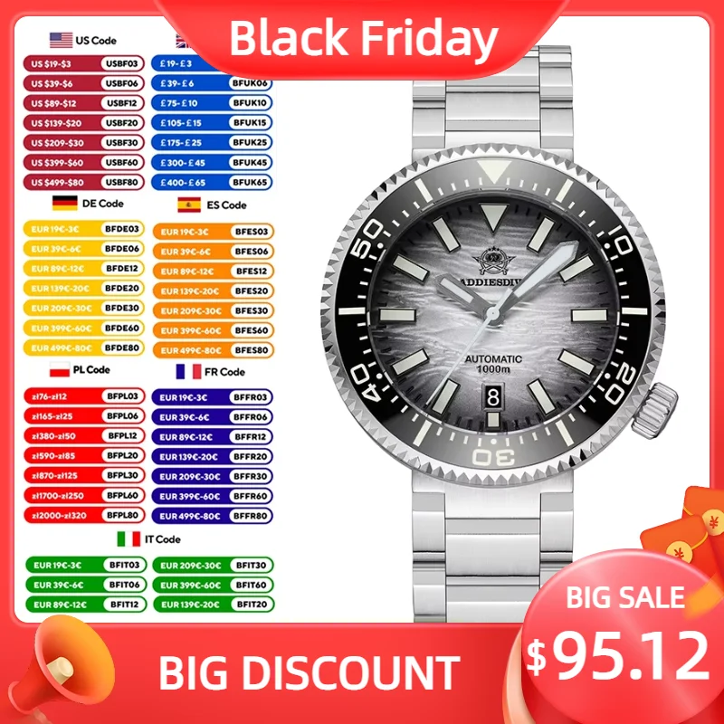 ADDIESDIVE Top Brand Mens Dive Watch 100ATM Waterproof NH35 Sapphire Automatic Watches Ceramic Bezel Mechanical Wristwatch Reloj
ADDIESDIVE Top Brand Mens Dive Watch 100ATM Waterproof NH35 Sapphire Automatic Watches Ceramic Bezel Mechanical Wristwatch Reloj