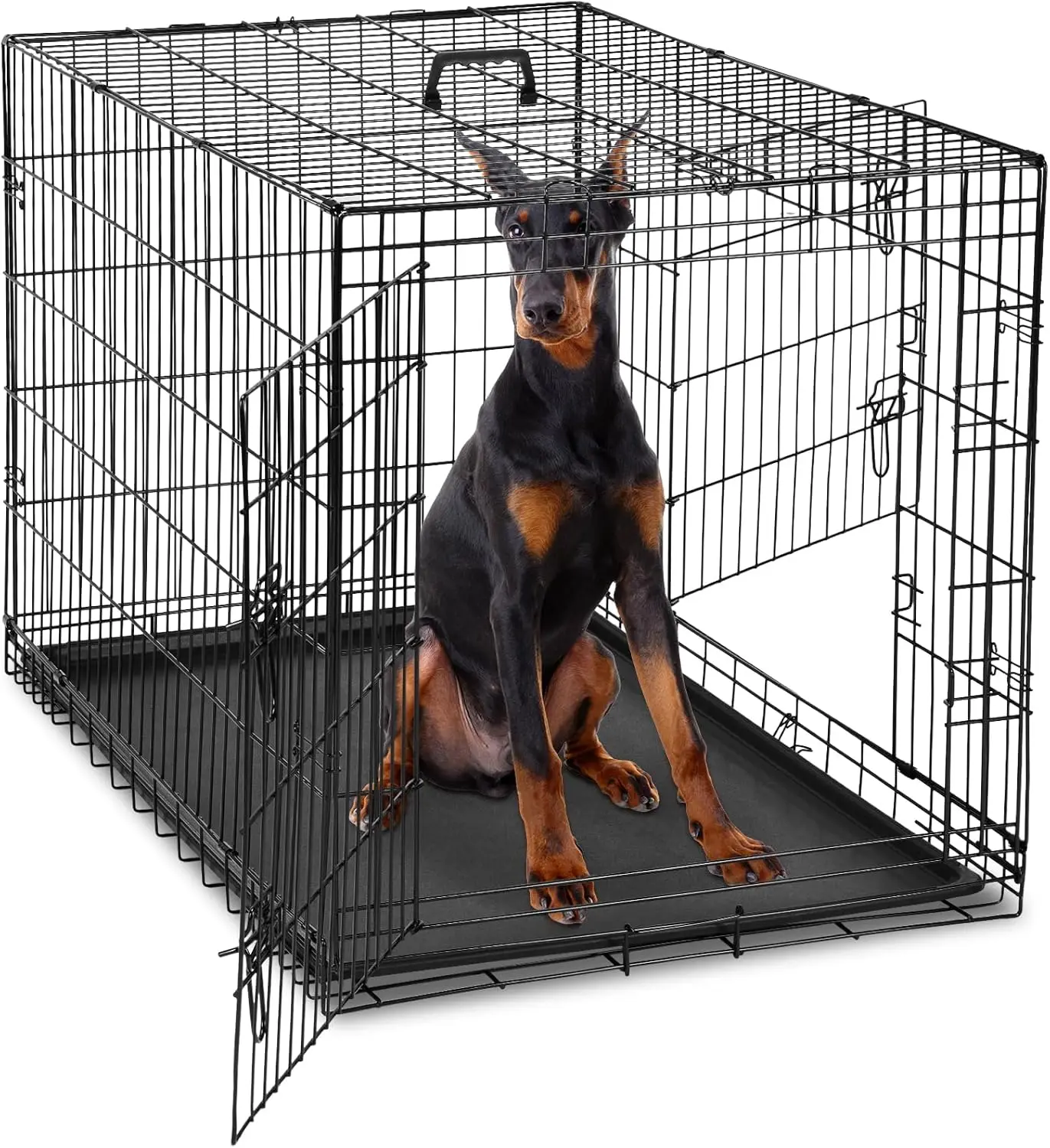48 Inch Extra Large Double Door Dog Cage with Leak-Proof Pan, Folding Metal Wire Pet Kennel for Indoor Outdoor Travel
48 Inch Extra Large Double Door Dog Cage with Leak-Proof Pan, Folding Metal Wire Pet Kennel for Indoor Outdoor Travel