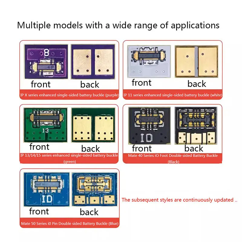 YCS двухсторонний набор зажимов для аккумулятора IO, пряжка для аккумулятора, кабельный разъем для iPhone X/11/13/14/15/HUAWEI Mate 40/50, ремонт инструментов
YCS двухсторонний набор зажимов для аккумулятора IO, пряжка для аккумулятора, кабельный разъем для iPhone X/11/13/14/15/HUAWEI Mate 40/50, ремонт инструментов