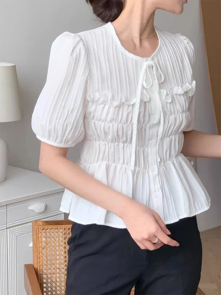 Liangliang Design Heavy Embellied Bubble Sve irt Women's Summer New Waist-Cinching Slimming Pure Color Top
Liangliang Design Heavy Embellied Bubble Sve irt Women's Summer New Waist-Cinching Slimming Pure Color Top