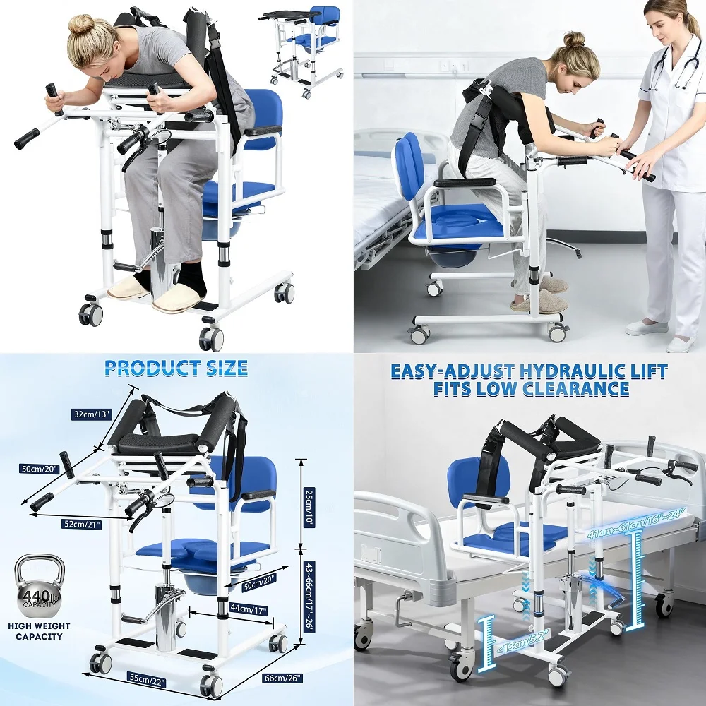 Lift Transfer Chair for Elderly,4in1 Lift Hydraulic Transfer Chair with Height Adjustable via Hydraulic Pedal,180Split Seat,440
Lift Transfer Chair for Elderly,4in1 Lift Hydraulic Transfer Chair with Height Adjustable via Hydraulic Pedal,180Split Seat,440