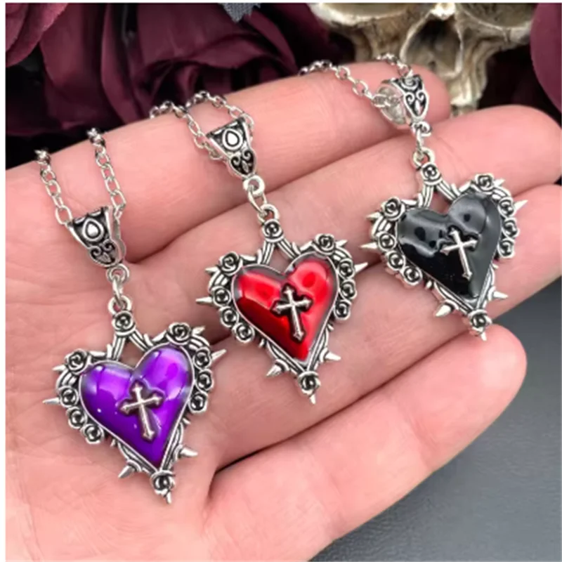 Death Cross Heart Necklace for Woman Gothic Jewelry Thorn Rose Pendants Necklace Halloween Party Accessories Goth Chain Necklace
Death Cross Heart Necklace for Woman Gothic Jewelry Thorn Rose Pendants Necklace Halloween Party Accessories Goth Chain Necklace