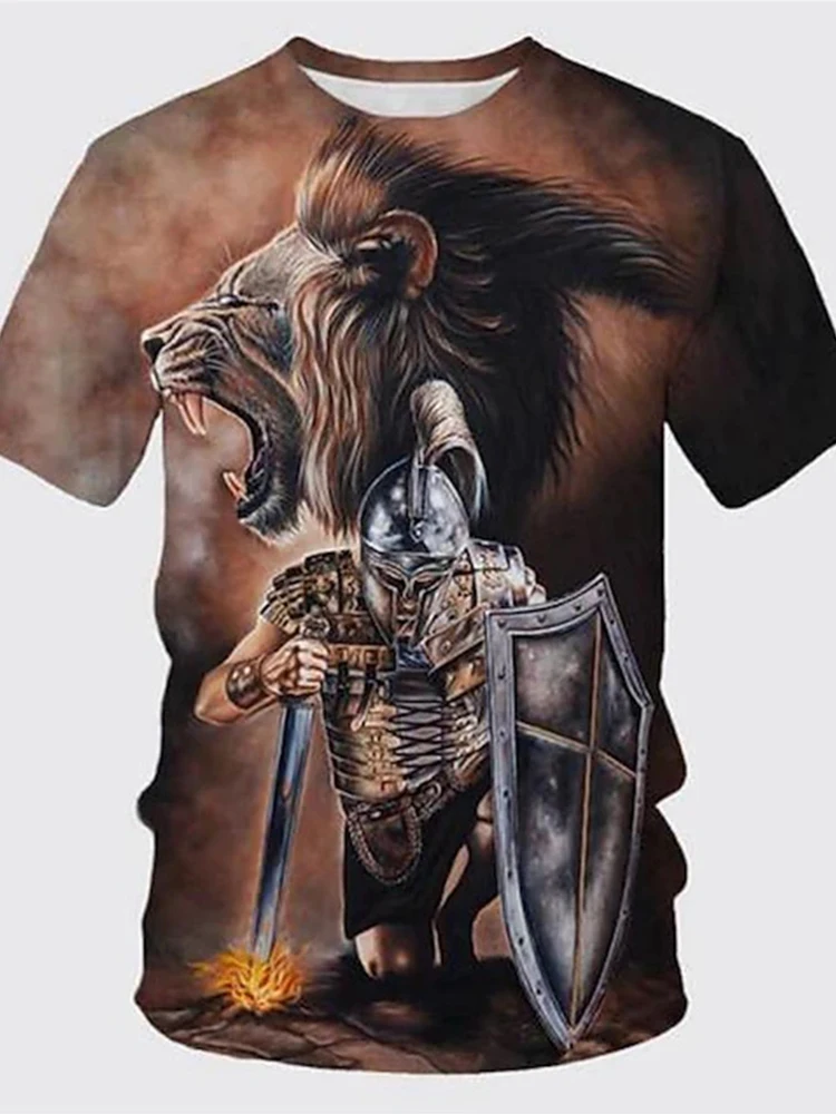Imperious Lion And Warrior Print Summer Fashion Comfortable Crew Neck Men Short Sleeve Daily Trend Top Simple All-match Y2K Top
Imperious Lion And Warrior Print Summer Fashion Comfortable Crew Neck Men Short Sleeve Daily Trend Top Simple All-match Y2K Top