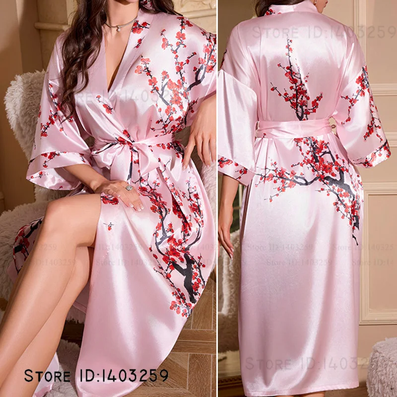 Chinese Style Print Flower Long Robe Home Dressing Gown Plus Size Kimono Bathrobe Gown Negligee Women Satin Sleepwear Loungewear
Chinese Style Print Flower Long Robe Home Dressing Gown Plus Size Kimono Bathrobe Gown Negligee Women Satin Sleepwear Loungewear