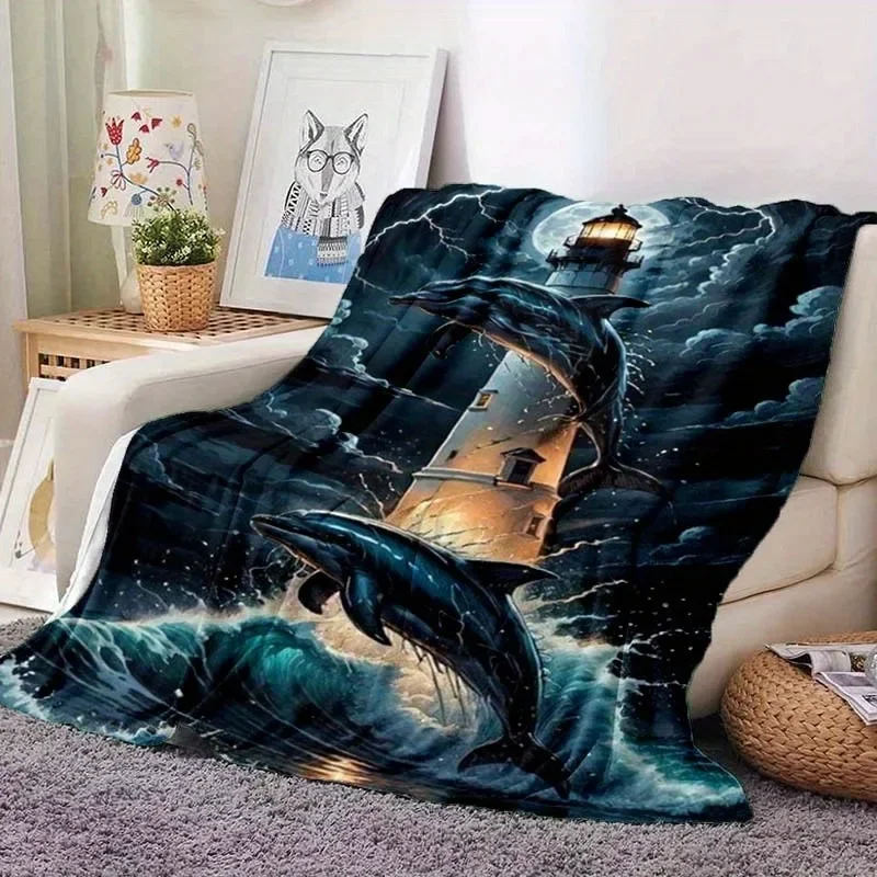 Dolphin and Lighthouse Printed Flannel Blanket Soft Warm Travel Camping Office Chairs Digital Printed Fleece Blanket Multiple
Dolphin and Lighthouse Printed Flannel Blanket Soft Warm Travel Camping Office Chairs Digital Printed Fleece Blanket Multiple