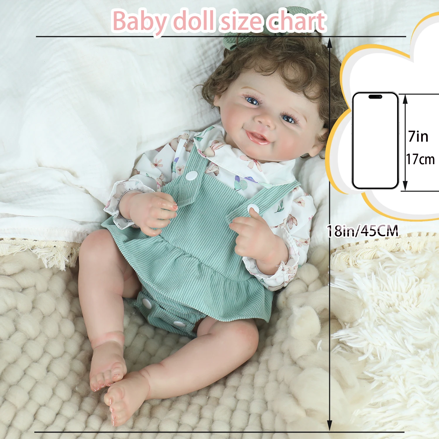 Lifereborn 18inch Newest Smiling Cute Finished Reborn Baby Silicone Soft Vinyl Body Doll with Hand Rooted Hair for Girl Toy Gift 
Lifereborn 18inch Newest Smiling Cute Finished Reborn Baby Silicone Soft Vinyl Body Doll with Hand Rooted Hair for Girl Toy Gift