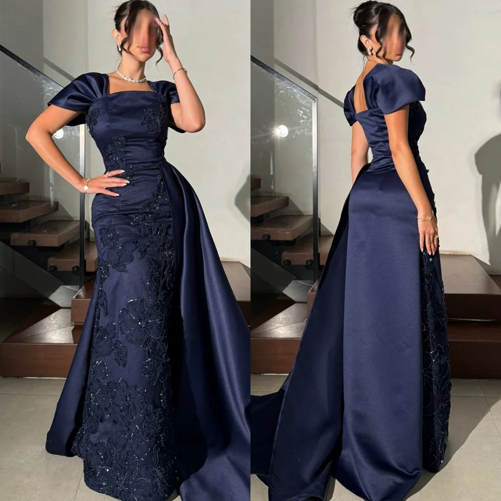 Customized Elegant Dark Blue Satin Special Occasion Gowns Simple Strapless Celebrity Gowns Exquisite Flowers Evening Gowns
Customized Elegant Dark Blue Satin Special Occasion Gowns Simple Strapless Celebrity Gowns Exquisite Flowers Evening Gowns