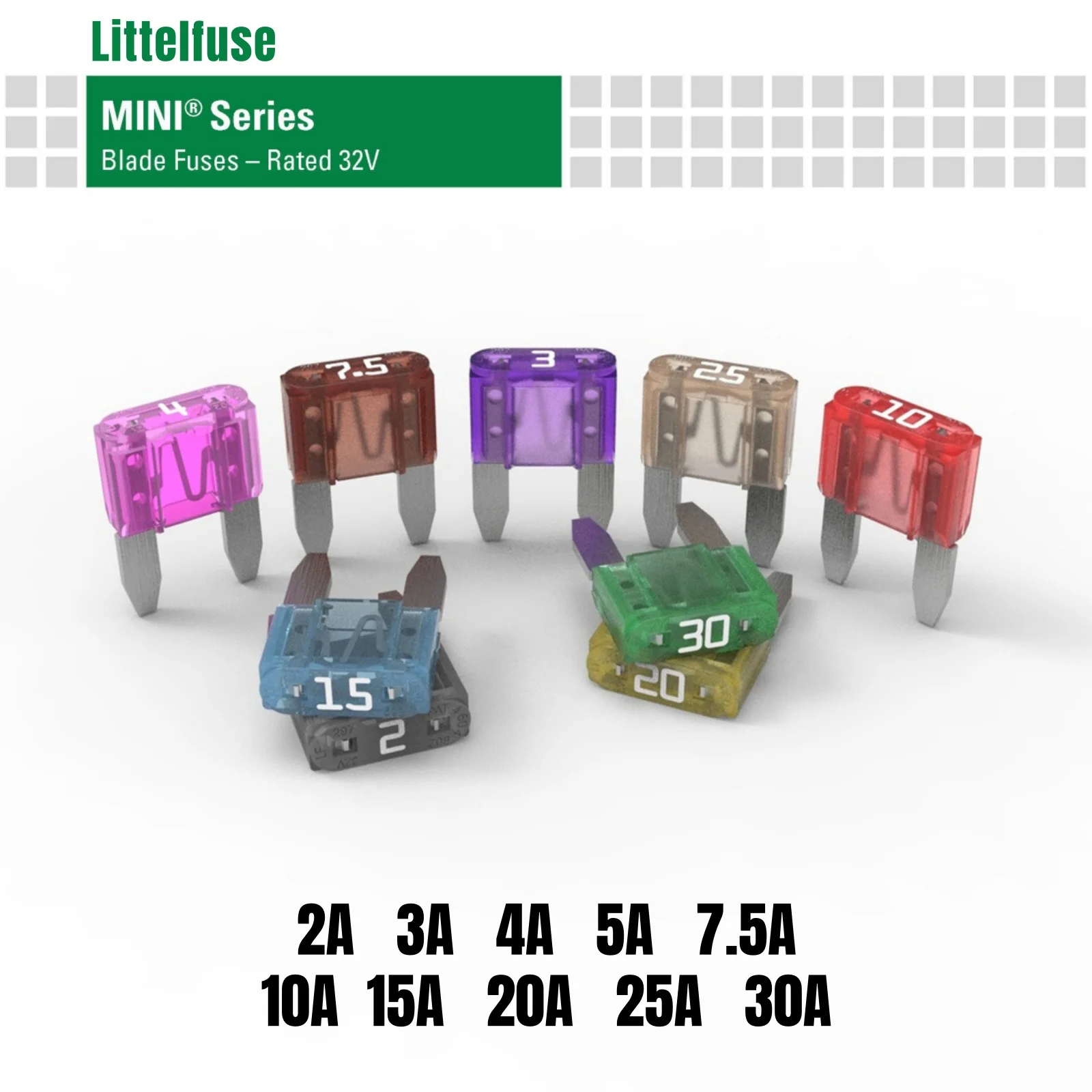 100PCS Littelfuse 32V MINI Blade fuse 2A 3A 4A 5A 7.5A 10A 15A 20A 25A 30A 0297002/003/004/005/07.5/010/015/020 0297025 0297030
100PCS Littelfuse 32V MINI Blade fuse 2A 3A 4A 5A 7.5A 10A 15A 20A 25A 30A 0297002/003/004/005/07.5/010/015/020 0297025 0297030