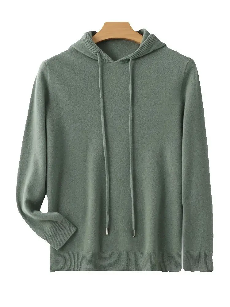 Вязаный пуловер из 100% мериносовой шерсти, шикарный осенне-зимний мужской базовый повседневный стиль, свитер с капюшоном, мягкая шерстяная толстовка, новые топы 
Вязаный пуловер из 100% мериносовой шерсти, шикарный осенне-зимний мужской базовый повседневный стиль, свитер с капюшоном, мягкая шерстяная толстовка, новые топы