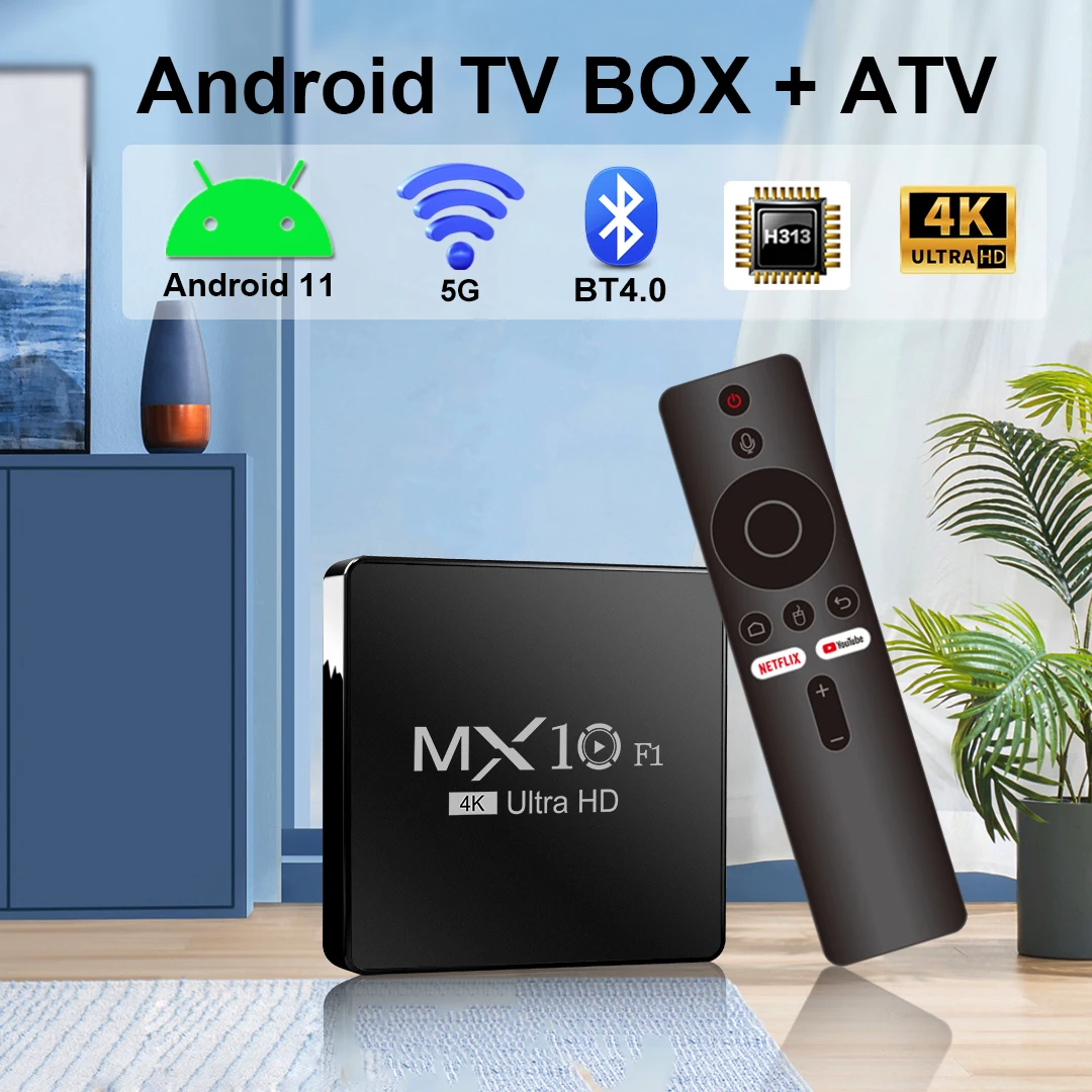 Android TV Box MX10 F1 2GB 16GB Build in Wi-Fi 2.4G + BT5.0 Optional Most Popular Set-Top Android 13 TV Box Android
Android TV Box MX10 F1 2GB 16GB Build in Wi-Fi 2.4G + BT5.0 Optional Most Popular Set-Top Android 13 TV Box Android