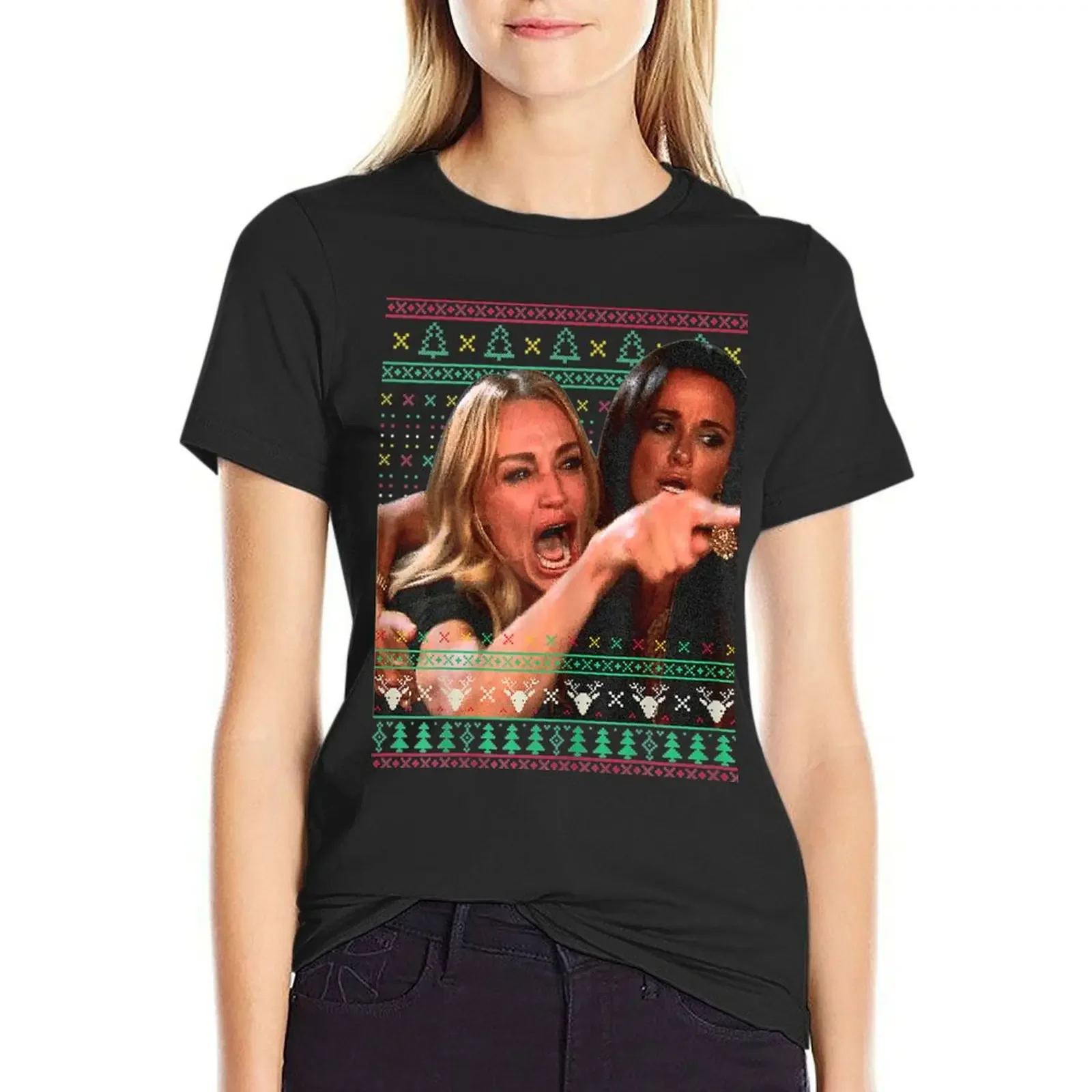 Womens Funny Yelling at a Cat Ugly Christmas Sweater Meme Outfit T-Shirt funny graphics cat shirts for Women
Womens Funny Yelling at a Cat Ugly Christmas Sweater Meme Outfit T-Shirt funny graphics cat shirts for Women