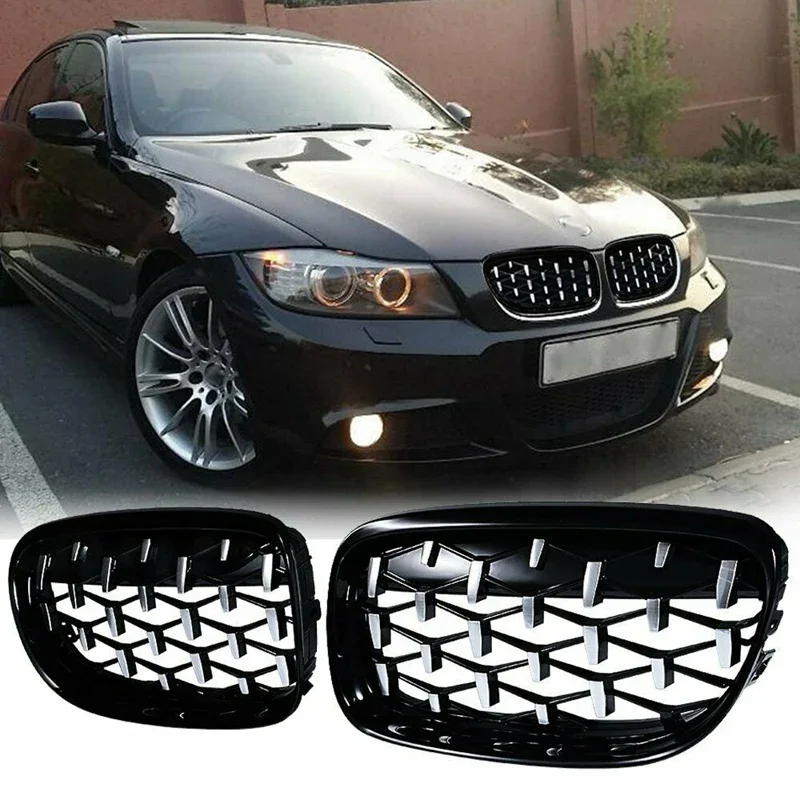 New-2Pcs Car Front Bumper Hood Kidney Grille Diamond Meteor Racing Grill Chrome+Black For -BMW 3 Series E90 2009-2012
New-2Pcs Car Front Bumper Hood Kidney Grille Diamond Meteor Racing Grill Chrome+Black For -BMW 3 Series E90 2009-2012