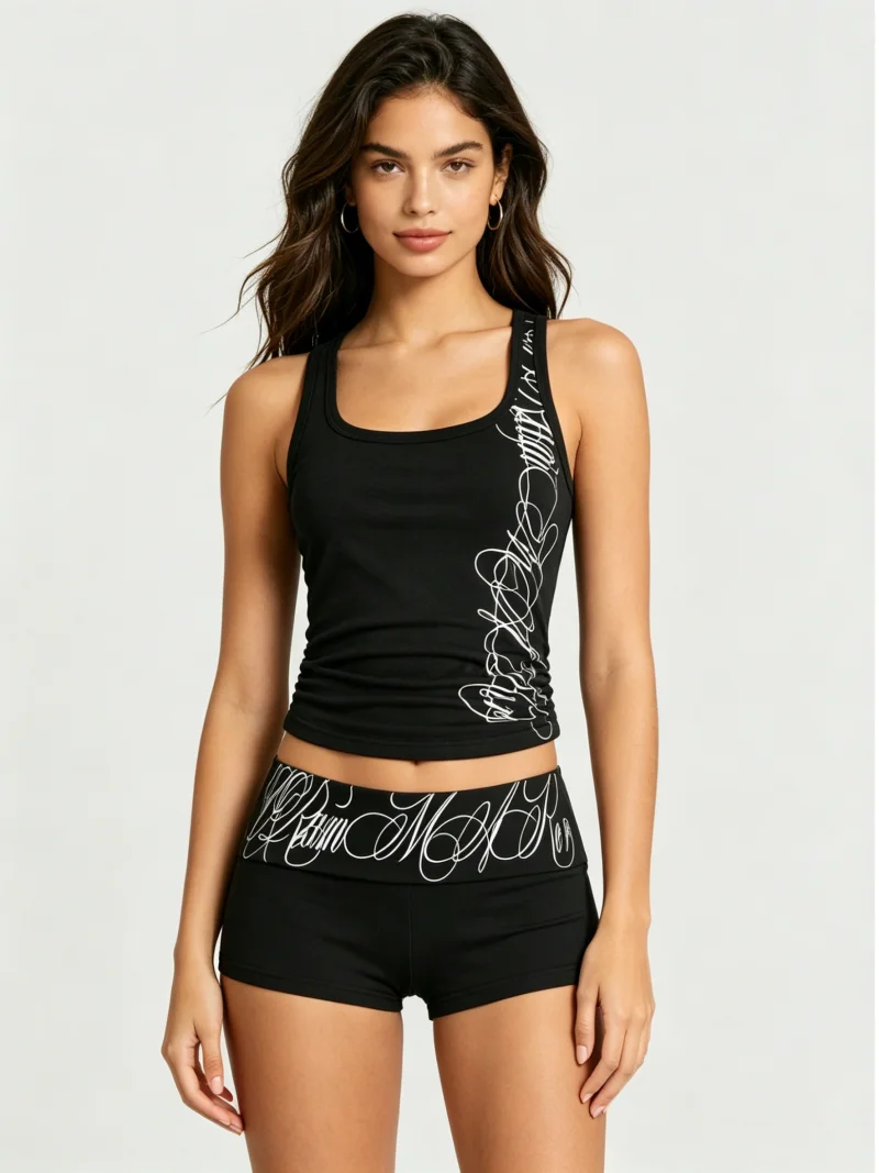 Europe and America ins spice girl style suit printed pattern short waist backless vest hip slim pants stylish personality.
Europe and America ins spice girl style suit printed pattern short waist backless vest hip slim pants stylish personality.