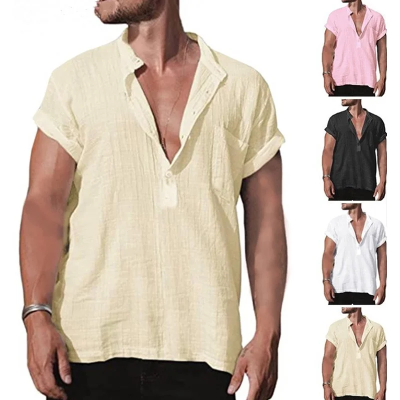 2023 Cotton Linen Hot Sale Men's Short-Sleeved Shirts Summer Solid Color Turn-down Collar Casual Beach Style Plus Size
2023 Cotton Linen Hot Sale Men's Short-Sleeved Shirts Summer Solid Color Turn-down Collar Casual Beach Style Plus Size
