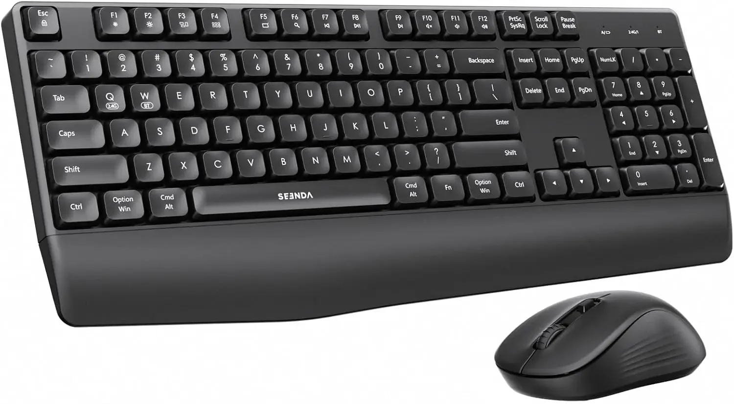 Wireless Bluetooth Keyboard Mouse Combo, Ergonomic Keyboard with Wrist Rest, Silent Mouse, Multi-Device, Full-Size for Windows PC Laptop Mac MacBook, Black
Wireless Bluetooth Keyboard Mouse Combo, Ergonomic Keyboard with Wrist Rest, Silent Mouse, Multi-Device, Full-Size for Windows PC Laptop Mac MacBook, Black