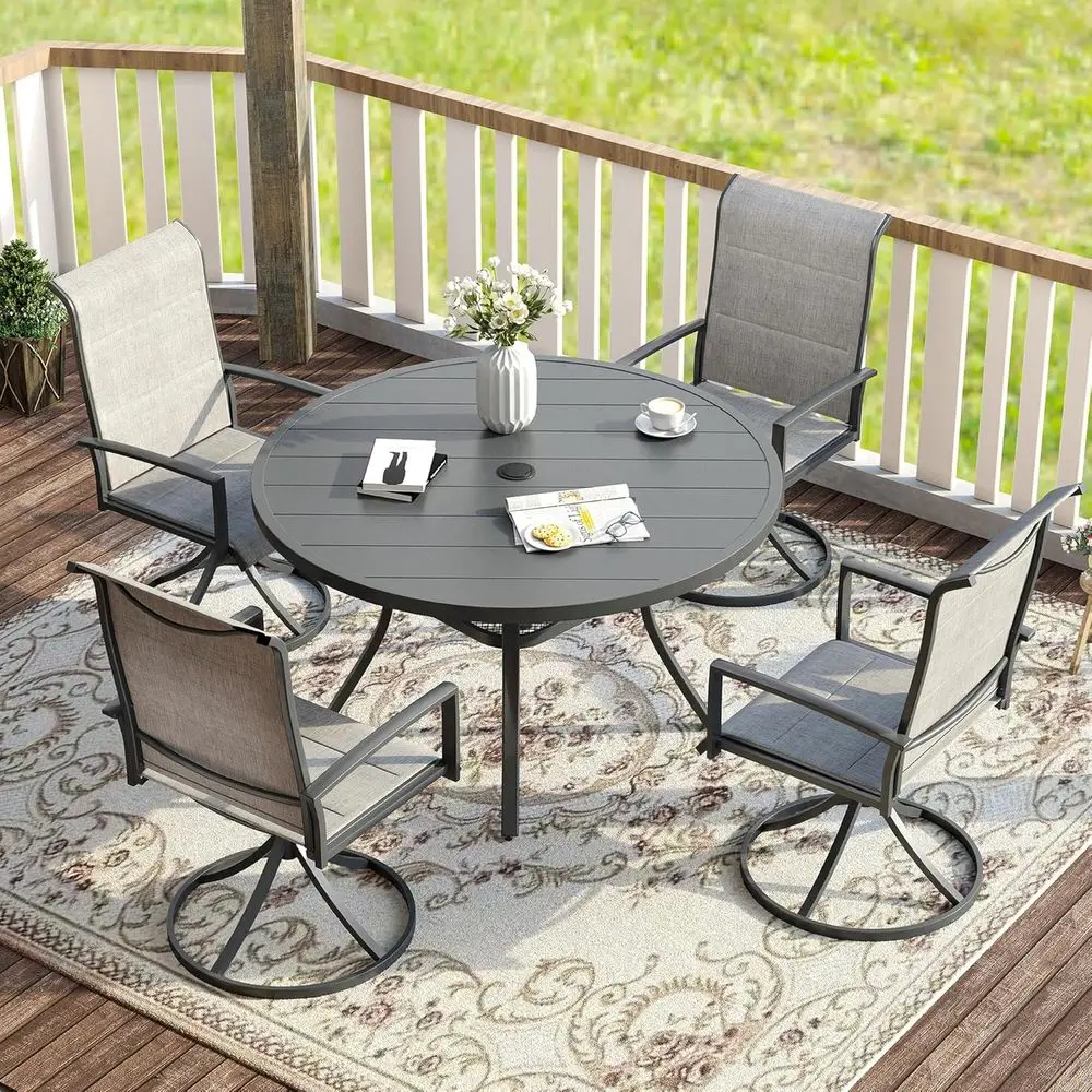 Patio Dining Set or 4, 5 Pieces Outdoor urniture Set- 40.7" Round Outdoor Table and Swivel Padded Chairs, Grey Tabletop and Grey
Patio Dining Set or 4, 5 Pieces Outdoor urniture Set- 40.7" Round Outdoor Table and Swivel Padded Chairs, Grey Tabletop and Grey