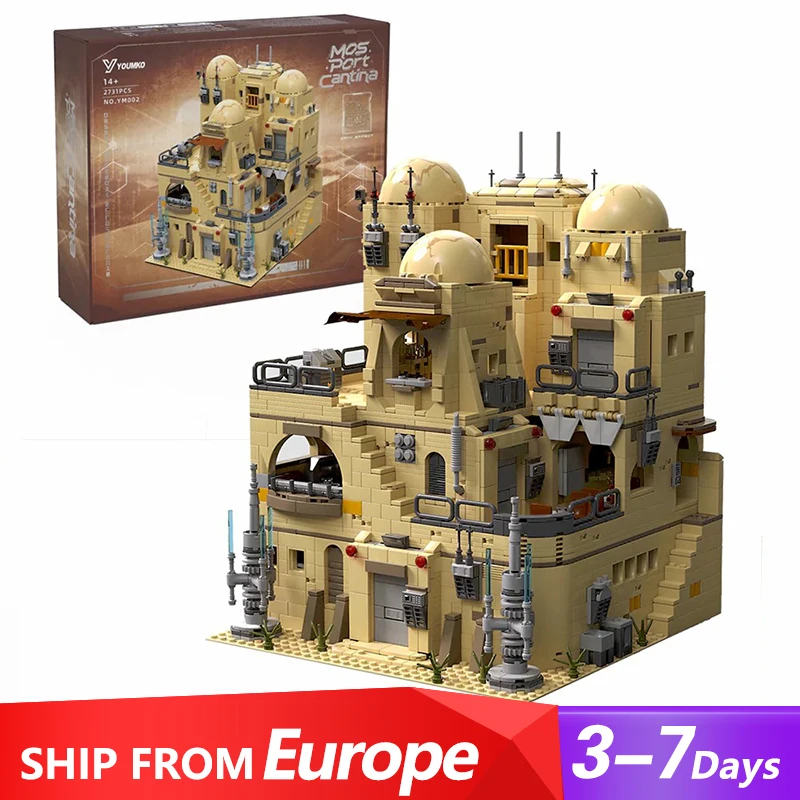 2731PCS MOC Space War Movie Desert Taverns Building Blocks Mos Eisley Tavern Model Collection Display Toys For Kids Adults Gift
2731PCS MOC Space War Movie Desert Taverns Building Blocks Mos Eisley Tavern Model Collection Display Toys For Kids Adults Gift