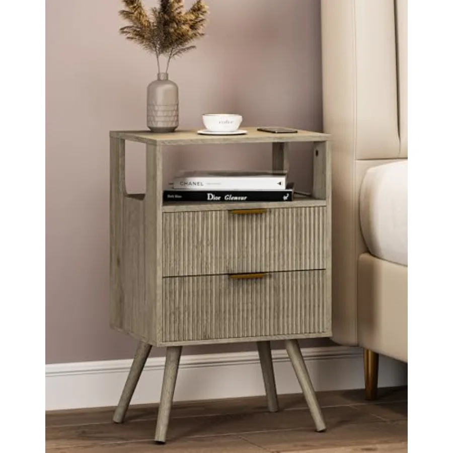 Grey NightstandModern Bedside Table with 2 Storage Drawer and Open Wood Shelf for Bedroom and Small Spaces Night Stand with Sol
Grey NightstandModern Bedside Table with 2 Storage Drawer and Open Wood Shelf for Bedroom and Small Spaces Night Stand with Sol