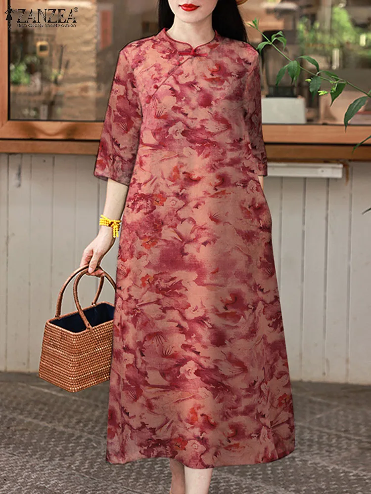 Bohemain Holiday Vestidos Summer Elegant 3/4 Sleeve O Neck Dress Robe FemmZANZEA Women Vintage Floral Print Sundress Oversize
Bohemain Holiday Vestidos Summer Elegant 3/4 Sleeve O Neck Dress Robe FemmZANZEA Women Vintage Floral Print Sundress Oversize