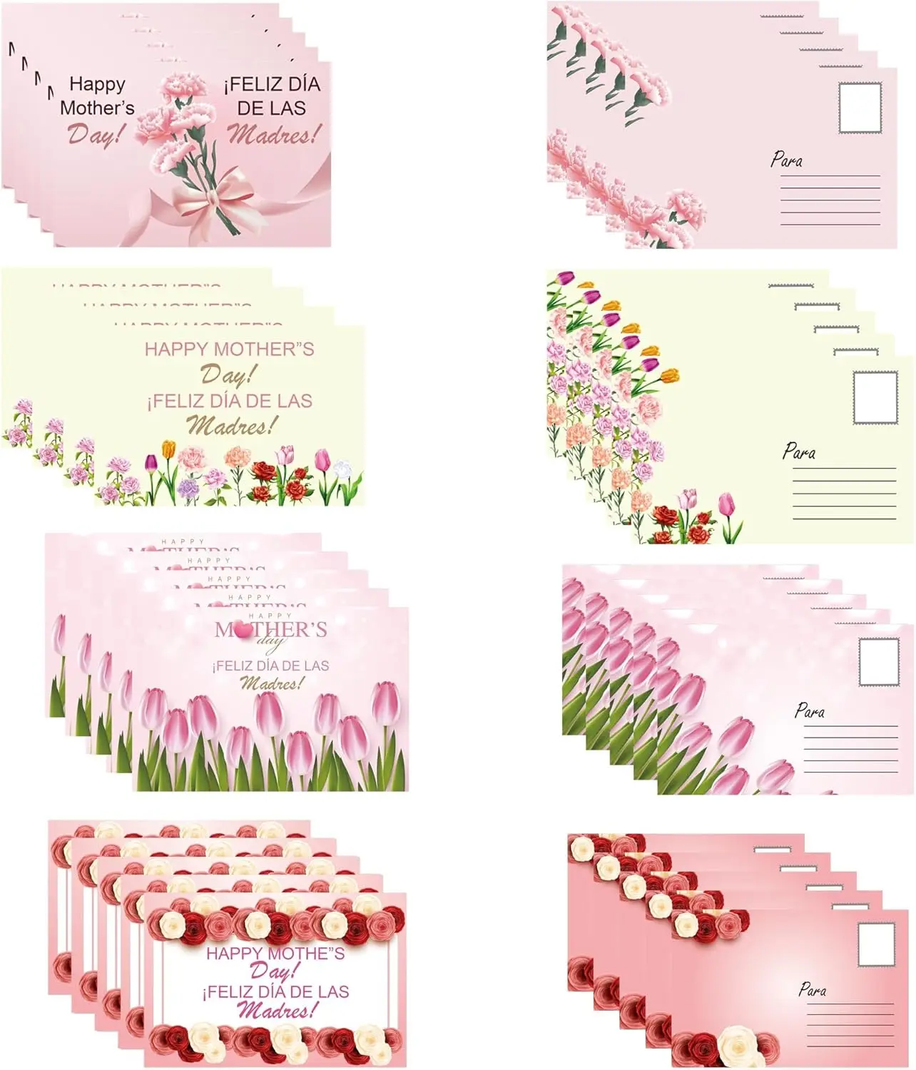 24 Pcs Happy Mother’s Day Postcards Set Bilingual English & Spanish Mother's Day Mom Postcard - 4 x 6 Inch Feliz Día de la Madre
24 Pcs Happy Mother’s Day Postcards Set Bilingual English & Spanish Mother's Day Mom Postcard - 4 x 6 Inch Feliz Día de la Madre