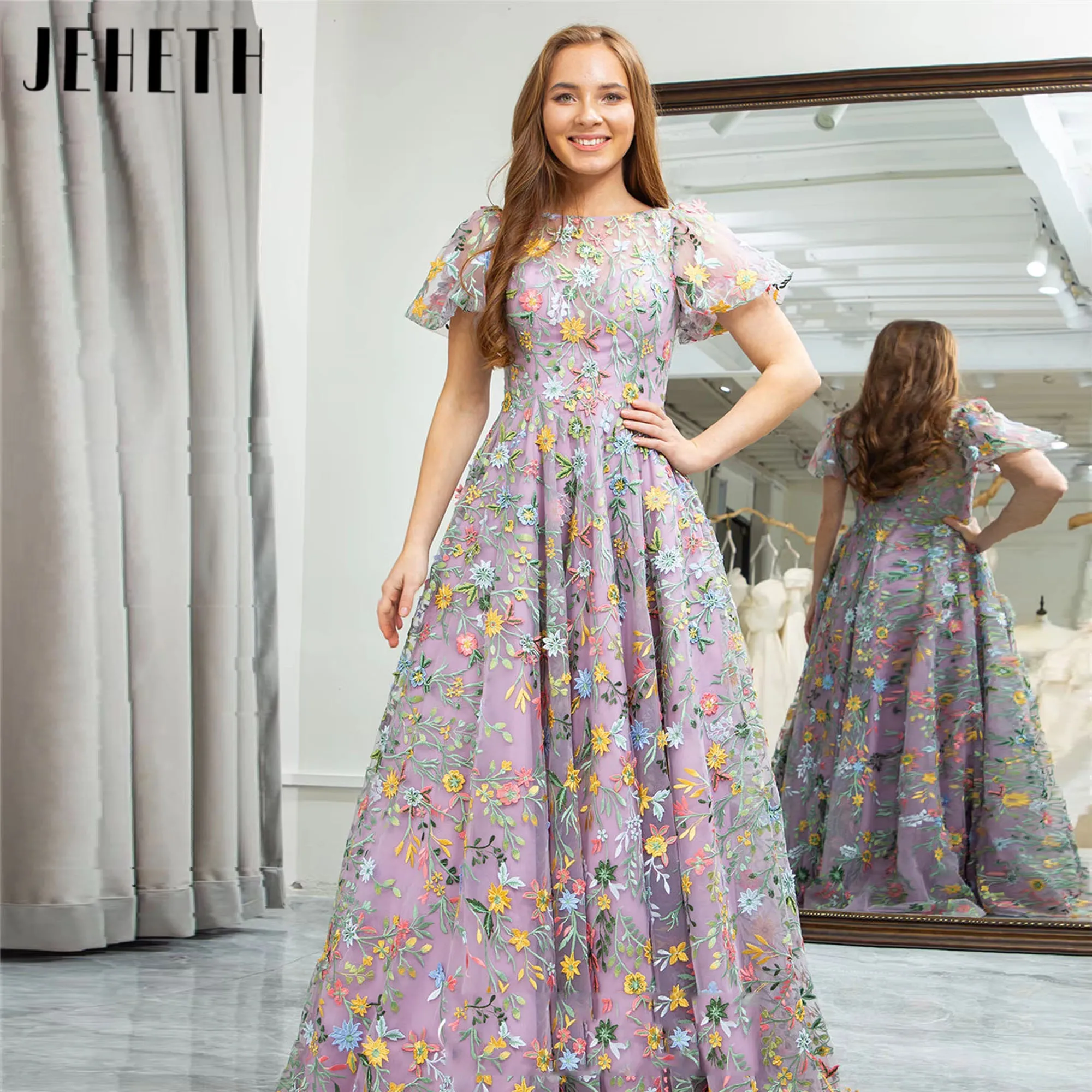 JEHETH Floral Print A Line Prom Dress Puff Sleeves Tulle Embroidery Customized Party Dress Ankle Length فساتين مناسبة رسمية
JEHETH Floral Print A Line Prom Dress Puff Sleeves Tulle Embroidery Customized Party Dress Ankle Length فساتين مناسبة رسمية