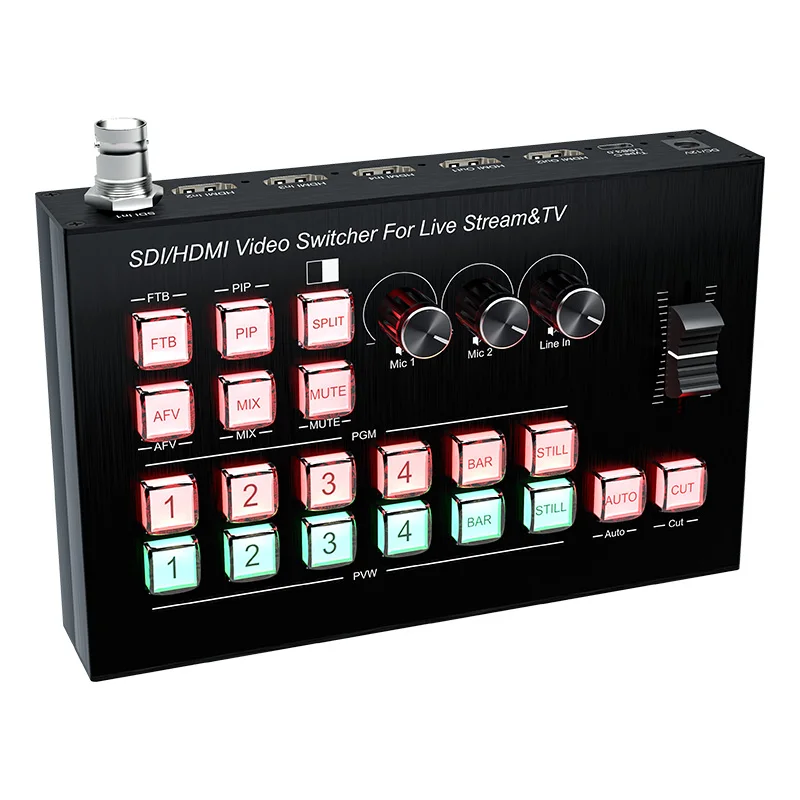 SOFLY SDI/HDMI video switcher for live streaming 4 in 2 out Type-c USB3.0 HDMI Video switcher
SOFLY SDI/HDMI video switcher for live streaming 4 in 2 out Type-c USB3.0 HDMI Video switcher