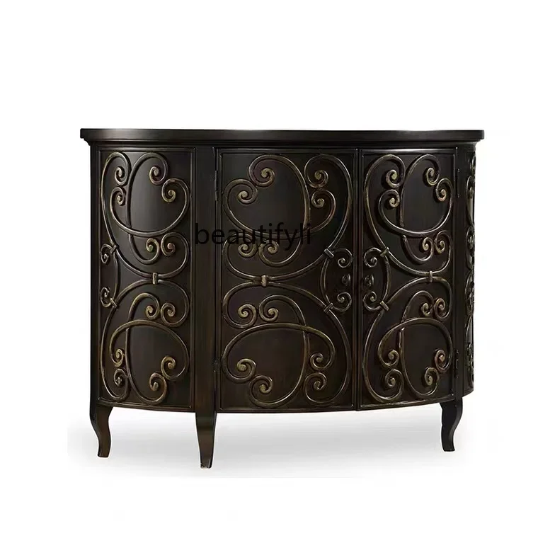 Rural solid wood entrance entrance cabinet art carving living room semicircular decorative locker
Rural solid wood entrance entrance cabinet art carving living room semicircular decorative locker