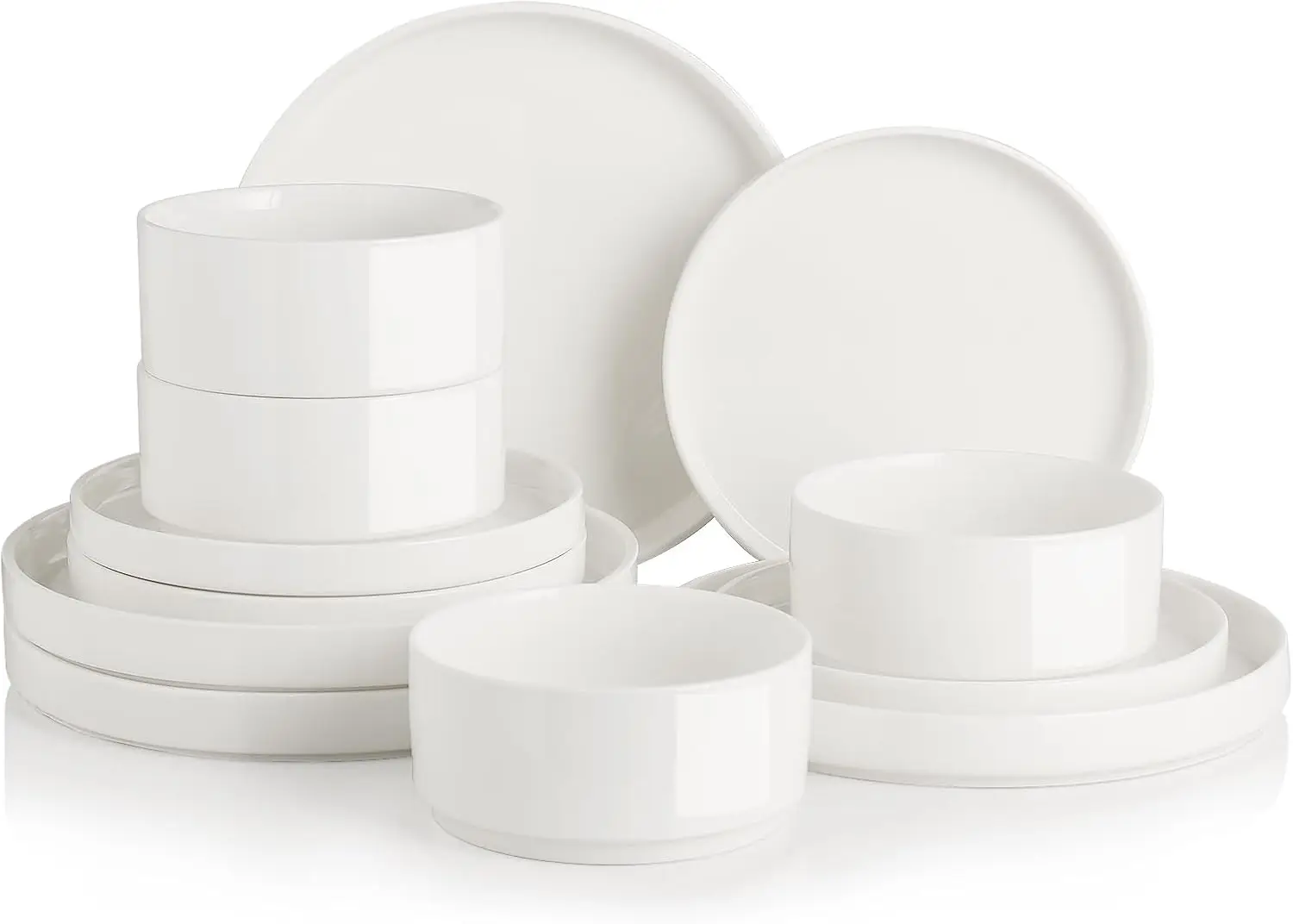 12-Piece Porcelain Dinnerware Set for 4, Classic Modern Design, Dishwasher & Microwave Safe
12-Piece Porcelain Dinnerware Set for 4, Classic Modern Design, Dishwasher & Microwave Safe