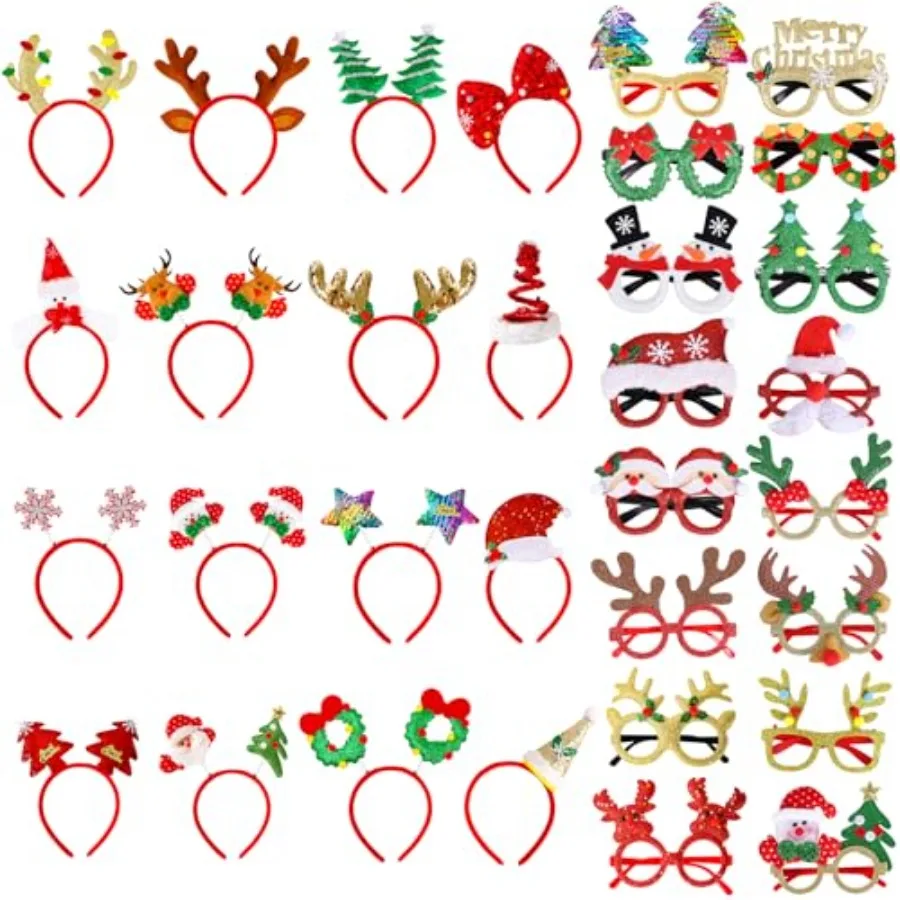 MGparty 32 Pack Christmas Glasses Frame and Headbands Set with Different Cute Designs Exquisite Decoration Accessories for Chri
MGparty 32 Pack Christmas Glasses Frame and Headbands Set with Different Cute Designs Exquisite Decoration Accessories for Chri