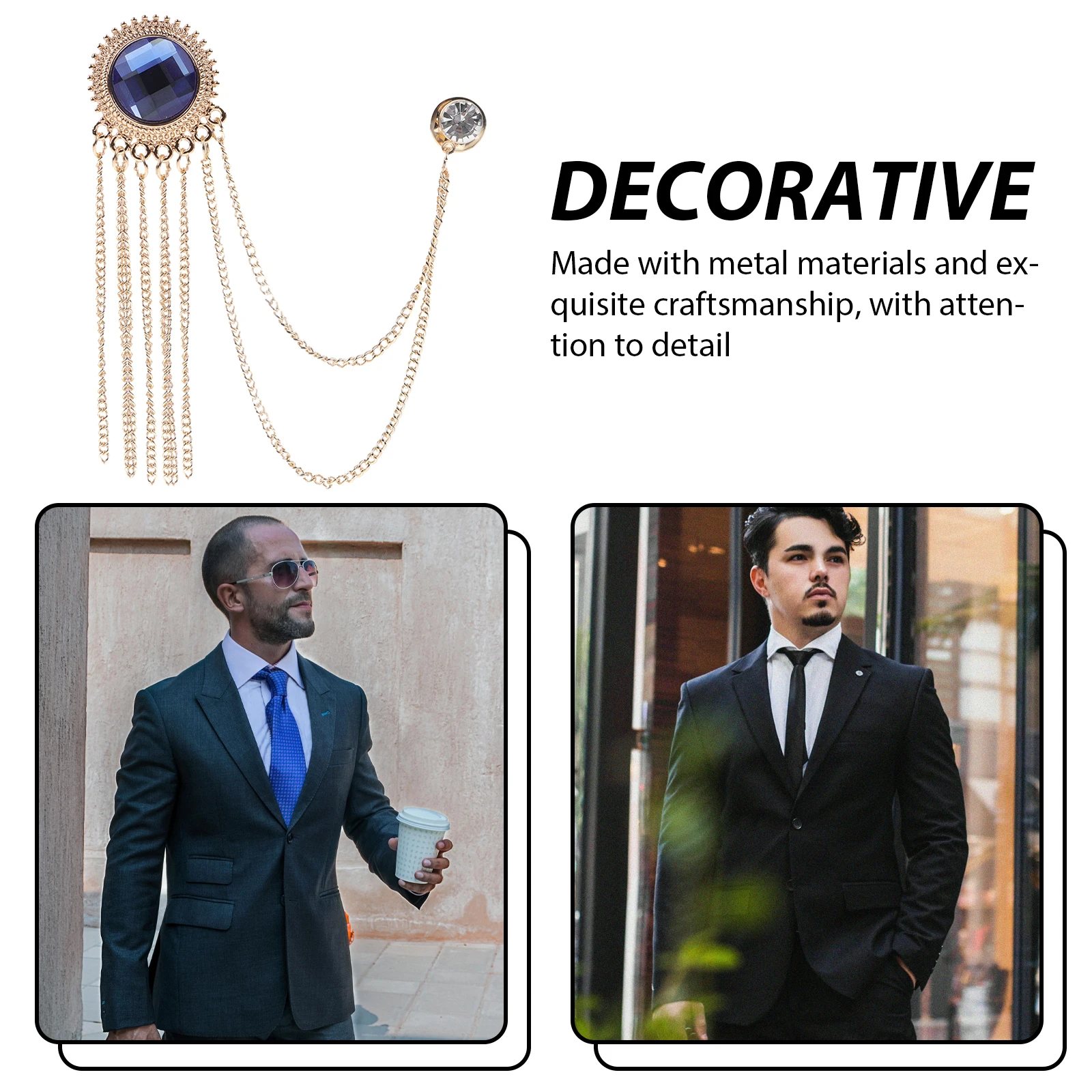 Fashion Men Suit Stud Lapel Pin Brooch Accessories Decorative Blue Gemstone Hanging Chain Jewelry Zinc Alloy Lightweight
Fashion Men Suit Stud Lapel Pin Brooch Accessories Decorative Blue Gemstone Hanging Chain Jewelry Zinc Alloy Lightweight