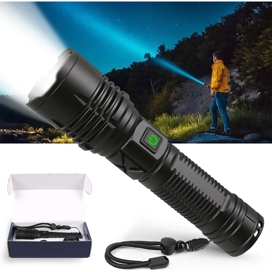 High Power LED Flashlight Powerful Hand Lantern Ultra Long Range Spotlight Torch USB Rechargeable Waterproof Lamp For Outdoor
High Power LED Flashlight Powerful Hand Lantern Ultra Long Range Spotlight Torch USB Rechargeable Waterproof Lamp For Outdoor