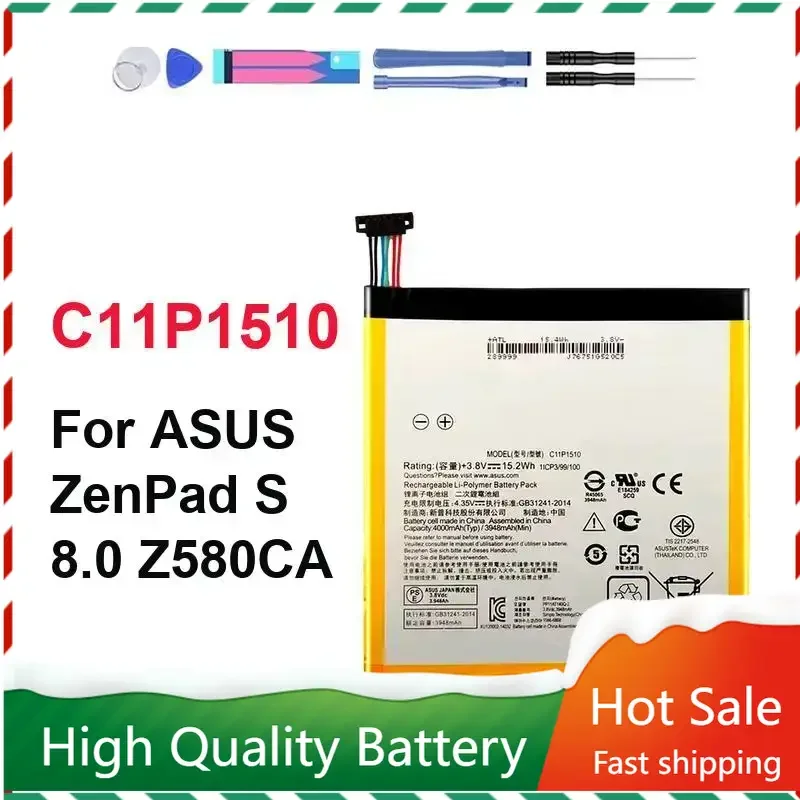 High Capacity C11P1510 Tablet Battery for ASUS ZenPad S 8.0 Z580CA 4000mAh Batteries Bateria +Tools Kits Warranty
High Capacity C11P1510 Tablet Battery for ASUS ZenPad S 8.0 Z580CA 4000mAh Batteries Bateria +Tools Kits Warranty