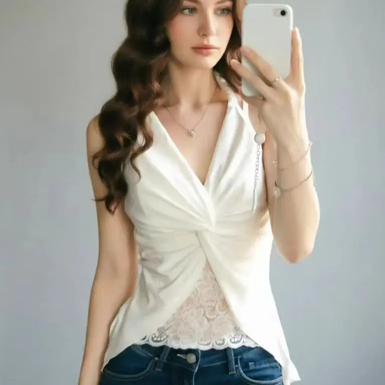 2026 Summer White Lace Twist Halter Camisole Women 2-in-1 Built-in Bra Sleeveless Y2K Beach Top Black White
2026 Summer White Lace Twist Halter Camisole Women 2-in-1 Built-in Bra Sleeveless Y2K Beach Top Black White