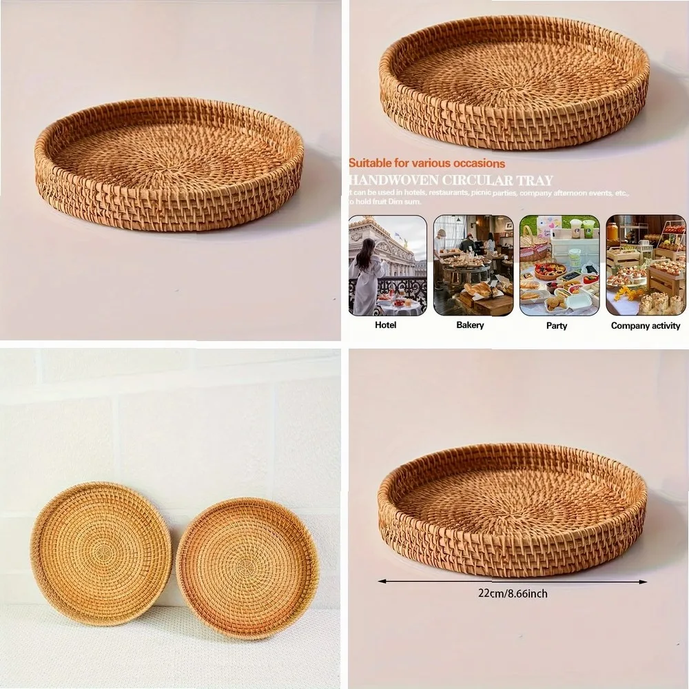 Hand-woven Japanese Bread Basket Steamed Bun Fruit Basket Living Room Household Round Tray Storage Basket
Hand-woven Japanese Bread Basket Steamed Bun Fruit Basket Living Room Household Round Tray Storage Basket