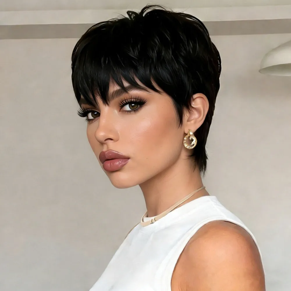 Парик из натуральных человеческих волос для женщин, прямой короткий парик в стиле пикси, 6 дюймов, натуральный черный цвет, плотность 150%, машинная работа.
Парик из натуральных человеческих волос для женщин, прямой короткий парик в стиле пикси, 6 дюймов, натуральный черный цвет, плотность 150%, машинная работа.