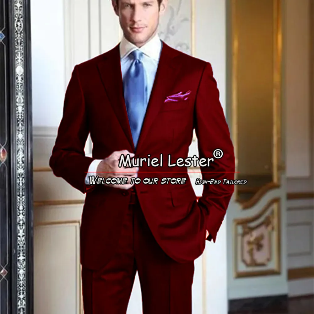 Burgundy Groom Wear Men's Suits Slim Fit Single Breasted Blazer Pants 2 Pieces Male Clothes Formal Wedding Tuxedos Customized
Burgundy Groom Wear Men's Suits Slim Fit Single Breasted Blazer Pants 2 Pieces Male Clothes Formal Wedding Tuxedos Customized