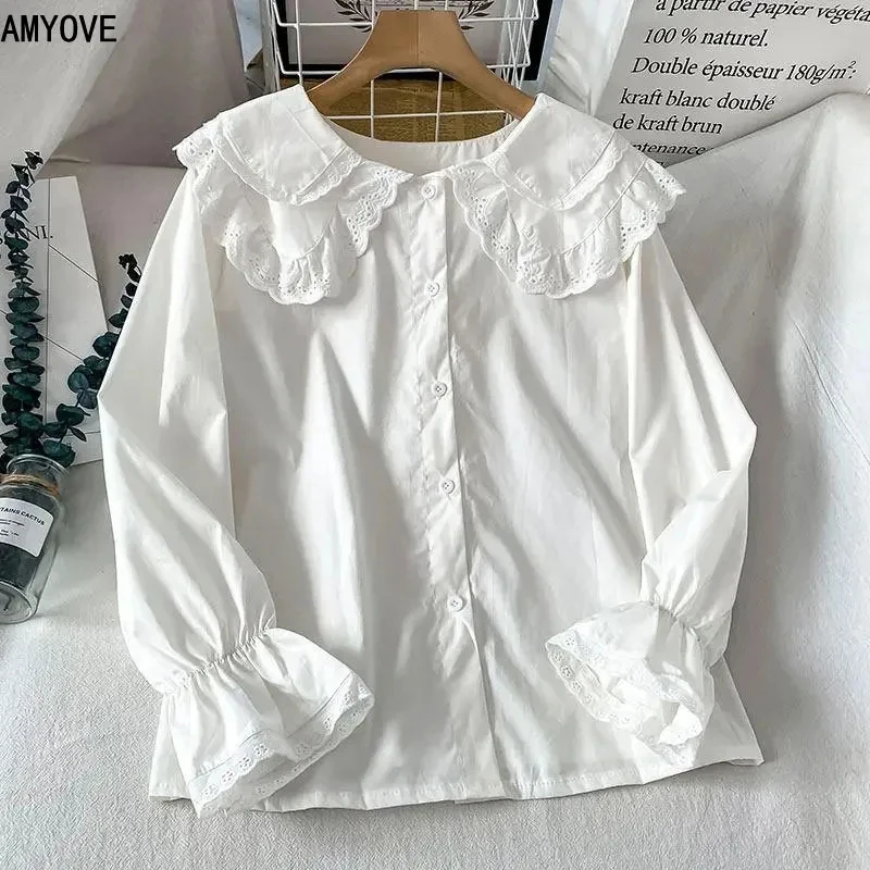 Kawaii Peter Pan Collar White Blouse Women Sweet Lolita Flared Bishop Sleeve Shirt Fashion Pretty Style Jk Japanese Tops
Kawaii Peter Pan Collar White Blouse Women Sweet Lolita Flared Bishop Sleeve Shirt Fashion Pretty Style Jk Japanese Tops