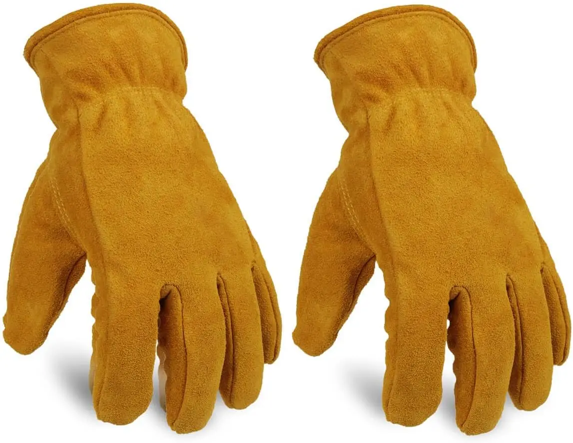 Winter Leather Work Gloves: Thermal Thick Lining, Windproof Water-Resistant for Outdoor Cold Weather - Gold/Large
Winter Leather Work Gloves: Thermal Thick Lining, Windproof Water-Resistant for Outdoor Cold Weather - Gold/Large