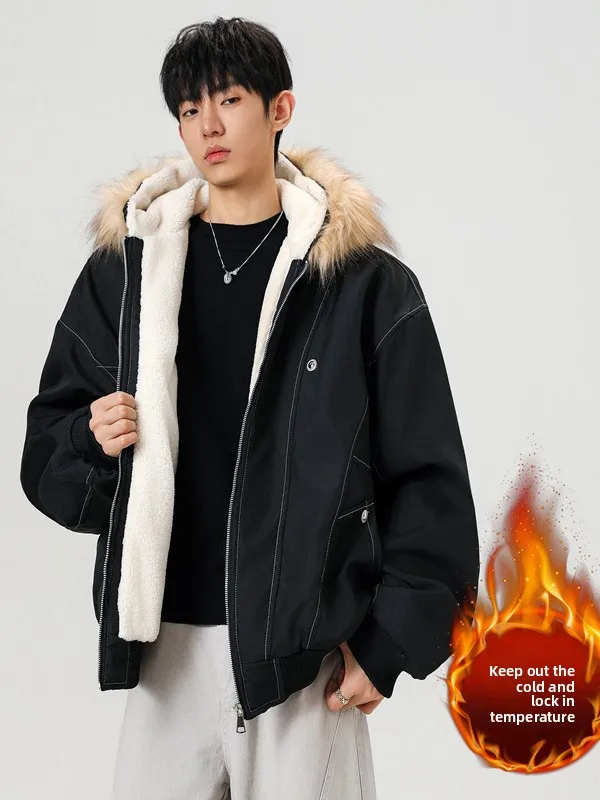 Мужская утепленная куртка из хлопка с бархатным начесом, зимняя, со съемным большим меховым воротником, с капюшоном, на подкладке, свободного кроя, теплая верхняя одежда
Мужская утепленная куртка из хлопка с бархатным начесом, зимняя, со съемным большим меховым воротником, с капюшоном, на подкладке, свободного кроя, теплая верхняя одежда