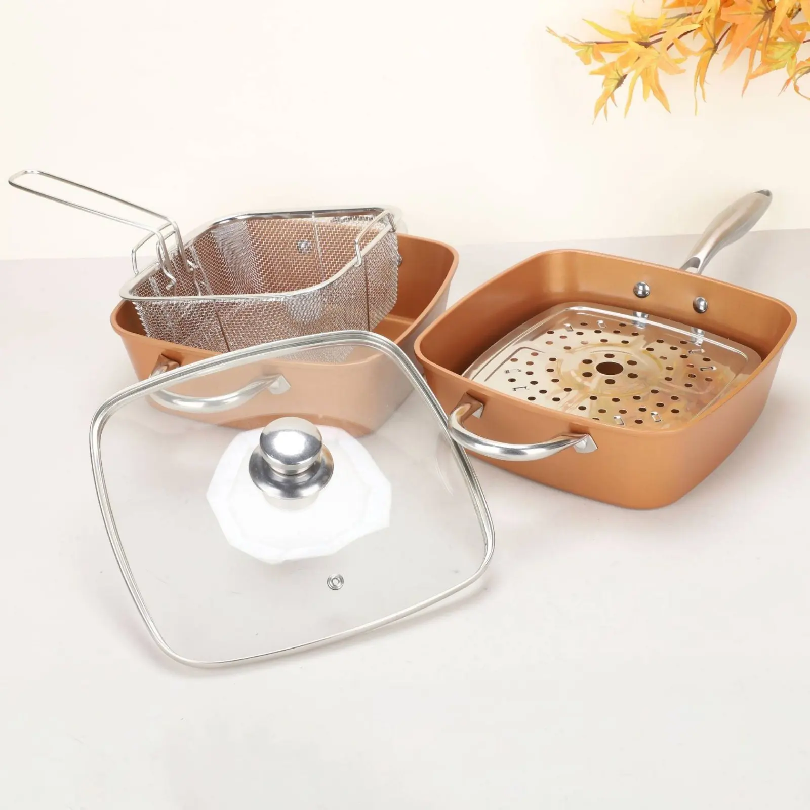 Multi-Functional Cooker Large Capacity Multi-Functional Cookware Set Nonstick Chef Pan with Accessories Easy to Clean Square
Multi-Functional Cooker Large Capacity Multi-Functional Cookware Set Nonstick Chef Pan with Accessories Easy to Clean Square