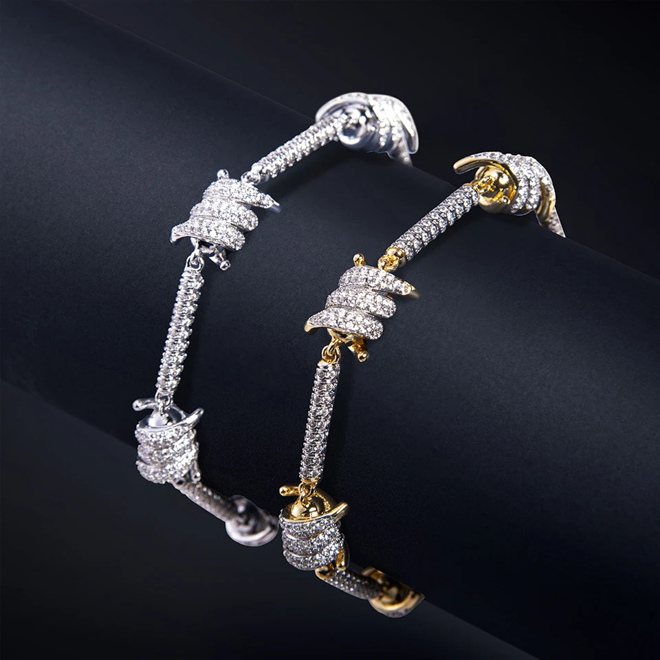 VANAXIN Iced Out Bling Cubic Zirconia Barbed Bracelet for Men Hip Hop Rock Bar Jewelry 18k Gold Plated Rapper Chain
VANAXIN Iced Out Bling Cubic Zirconia Barbed Bracelet for Men Hip Hop Rock Bar Jewelry 18k Gold Plated Rapper Chain