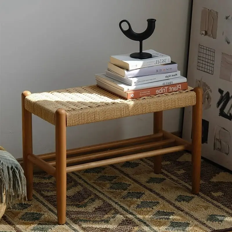 Entrance Cherry wood shoe changing stool rope woven Japanese solid wood home bedroom simple end stool Cherry wood bench
Entrance Cherry wood shoe changing stool rope woven Japanese solid wood home bedroom simple end stool Cherry wood bench