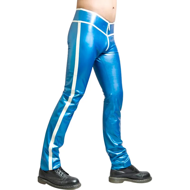 Pearl Blue With White Stripe Sexy Latex Leggings Front Full Zipper Rubber Pants Jeans Trousers Bottoms CK-0102
Pearl Blue With White Stripe Sexy Latex Leggings Front Full Zipper Rubber Pants Jeans Trousers Bottoms CK-0102