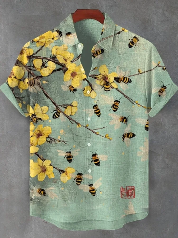Мужская рубашка с короткими рукавами и принтом «Bunch Of Bees Surround Yellow Plum Blossoms», блузка в стиле бохо, одногрудная блузка, лето 2029, мужские топы
Мужская рубашка с короткими рукавами и принтом «Bunch Of Bees Surround Yellow Plum Blossoms», блузка в стиле бохо, одногрудная блузка, лето 2029, мужские топы