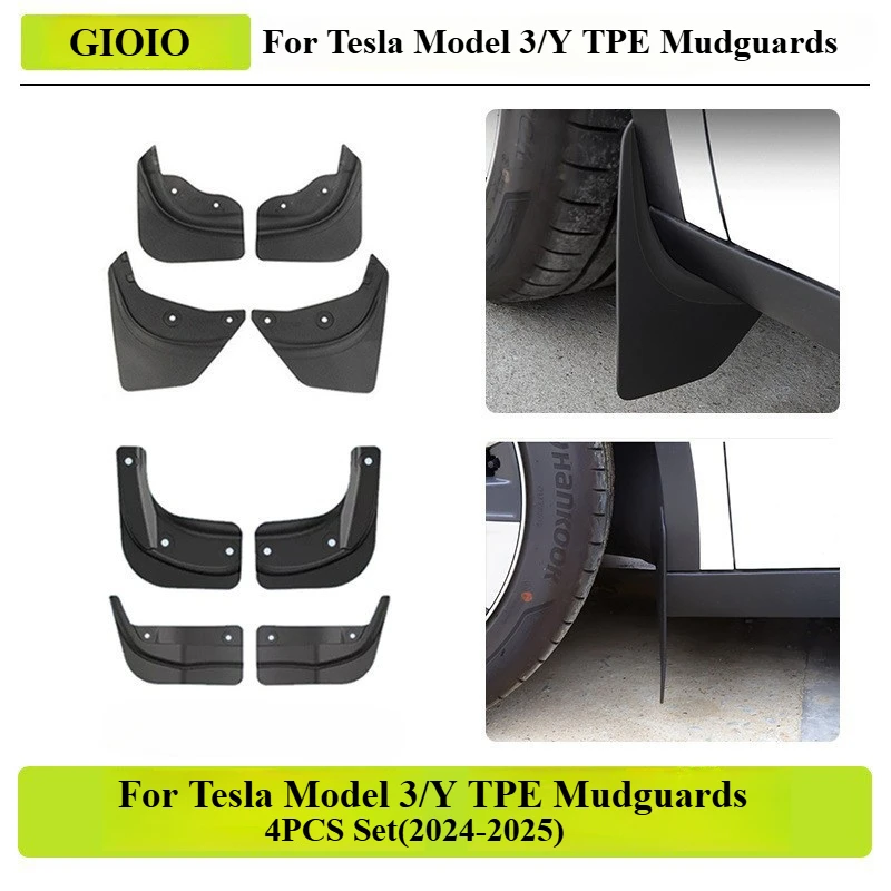 For Tesla Model Y 3 Highland TPE Mudguards Original Design Fender Anti-Snow Anti-Sand Guard Protector Soft Mud Flaps
For Tesla Model Y 3 Highland TPE Mudguards Original Design Fender Anti-Snow Anti-Sand Guard Protector Soft Mud Flaps