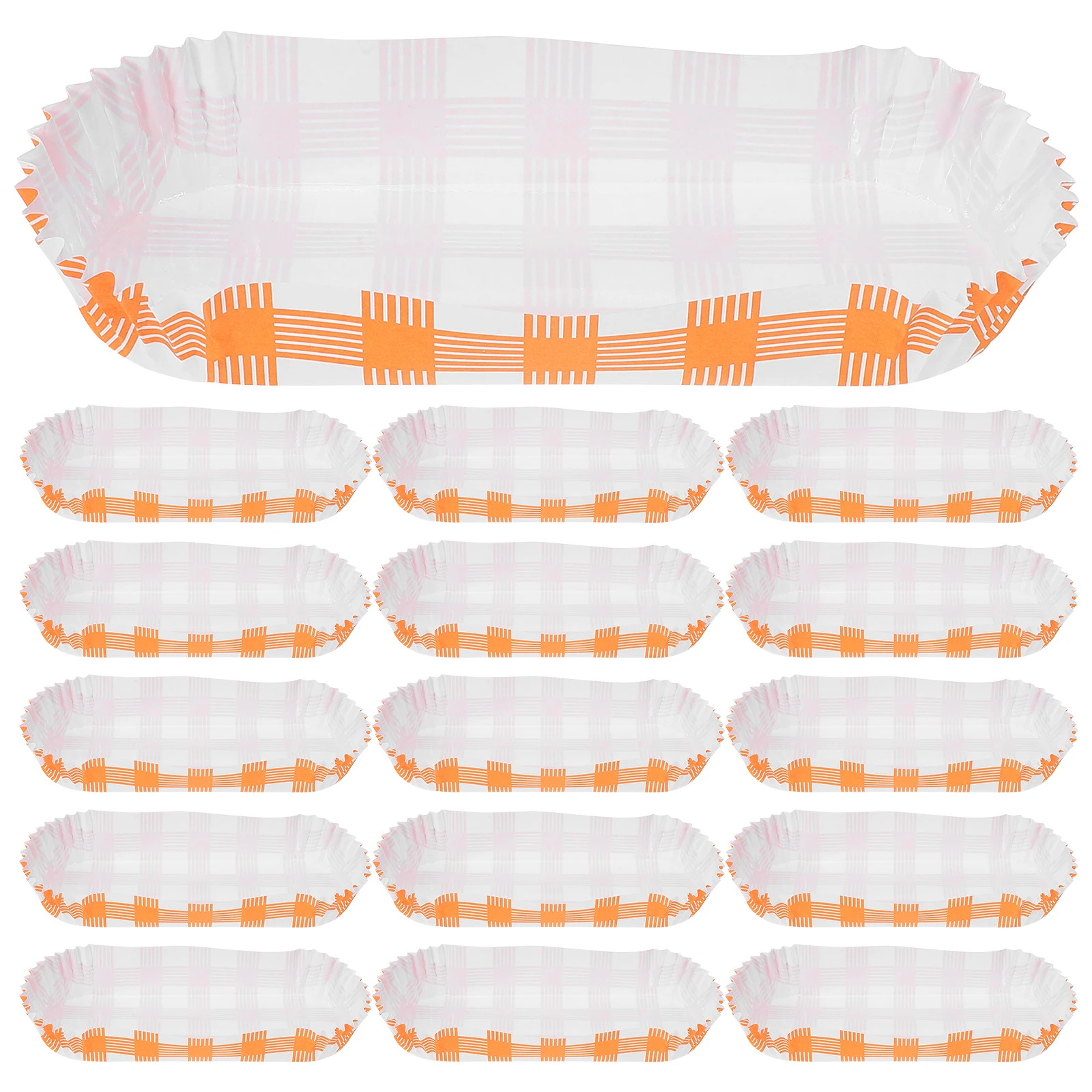 100 pcs Trays Disposable Paper Food Service Greaseproof Holders Orange Grid Hot Dog Holder Long Size Snack Container
100 pcs Trays Disposable Paper Food Service Greaseproof Holders Orange Grid Hot Dog Holder Long Size Snack Container